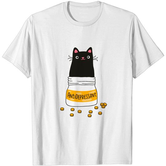 Womens Black Cat Antidepressant T-Shirt
