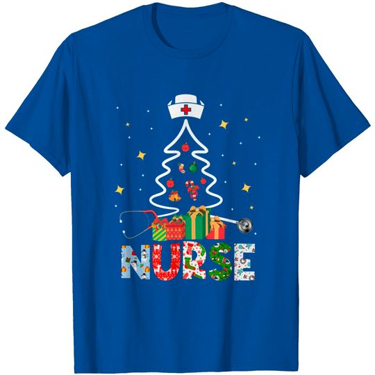 Christmas Stethoscope Xmas Tree Merry Christmas Nurse T-Shirt