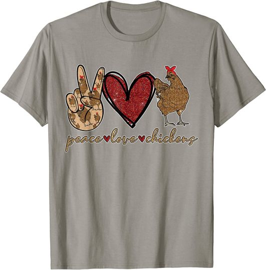 Peace Love Chicken Gold For Chicken Lover Farmer T-Shirt