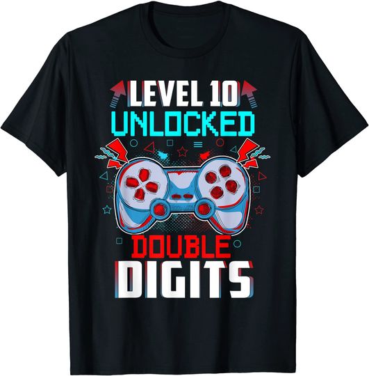 10th Birthday For Boys Double Digits 10 Year Old Gifts Gamer T-Shirt