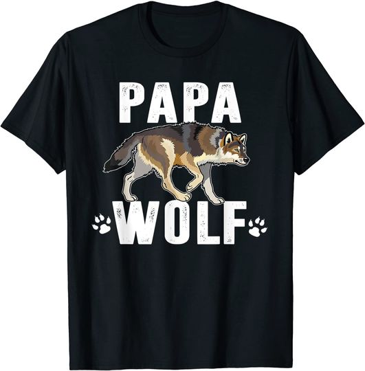 Papa Wolf T-shirt Matching Family Tribe Wolves