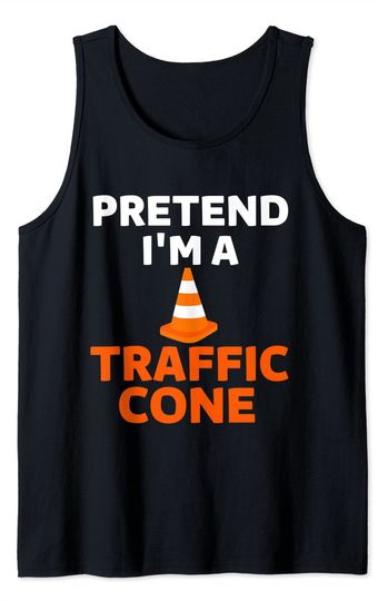 Traffic Cone Costume Tank Top Funny Halloween Orange Pretend Traffic Cone Costume