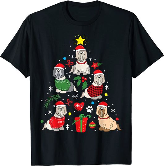 Lhasa Apso Christmas Tree Dog Funny Gift T-Shirt