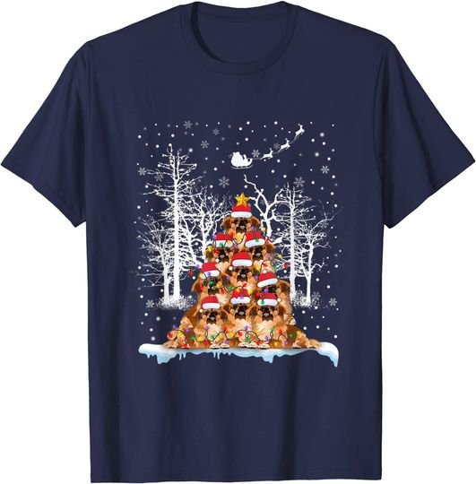 Funny Pekingese Dog Christmas Tree Matching Dog Lovers Xmas T-Shirt