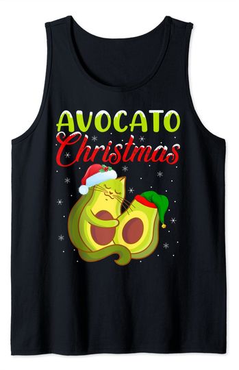 Funny Avocato Cute Cat Avocado Lover Vegan Christmas Tank Top