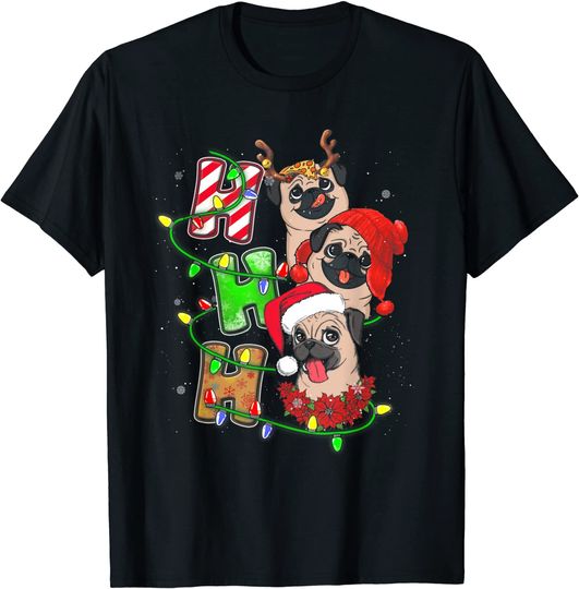Merry Christmas Ho Ho Pug Dog For Dog Lover Xmas T-Shirt