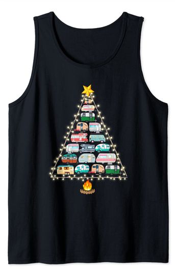 Christmas Tree Camper Vehicles Camping RVing Trailers Tank Top