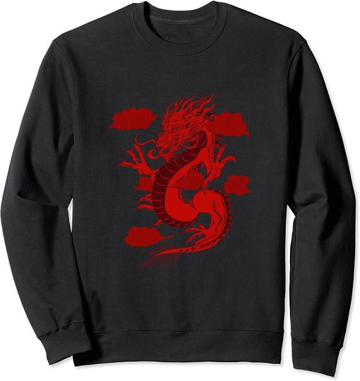 Fire breathing dragon, red drawing Sweatshirt