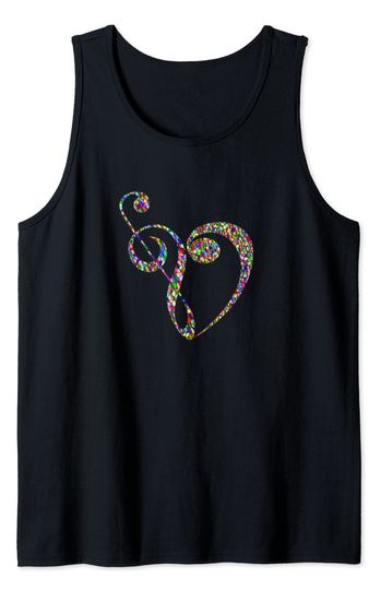 Music Notes Heart Tank Top I Love Music Heart Made From Music Notes