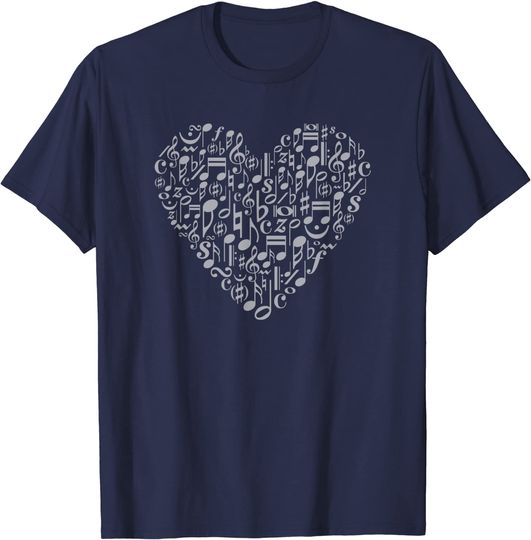 Musical Notes Heart T-shirt Music Symbols Heart Music Loving Musicians