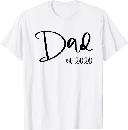 Mens Dad Est. 2020 New Dad Fathers Day Christmas Announcement T-Shirt