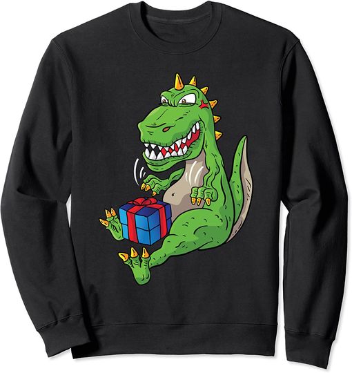 T-Rex Hates Christmas Wrapping Dino Meme X-Mas Dinosaur Sweatshirt
