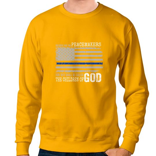 Support Police Thin Blue Line Distressed Flag Bible Verse Sweatshirts