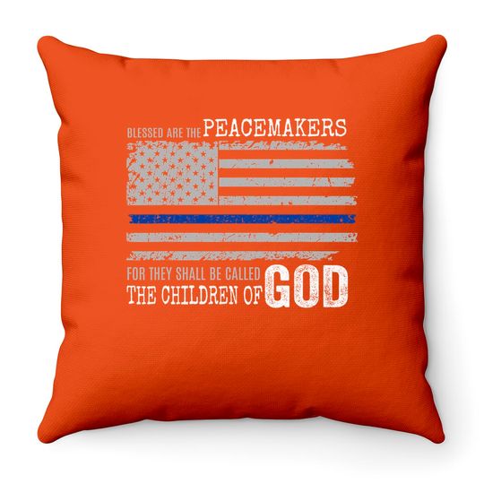 Support Police Thin Blue Line Distressed Flag Bible Verse Pillows