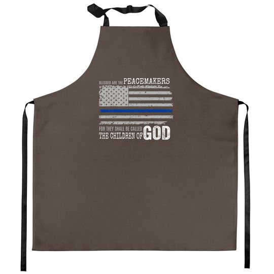 Support Police Thin Blue Line Distressed Flag Bible Verse Kitchen Aprons