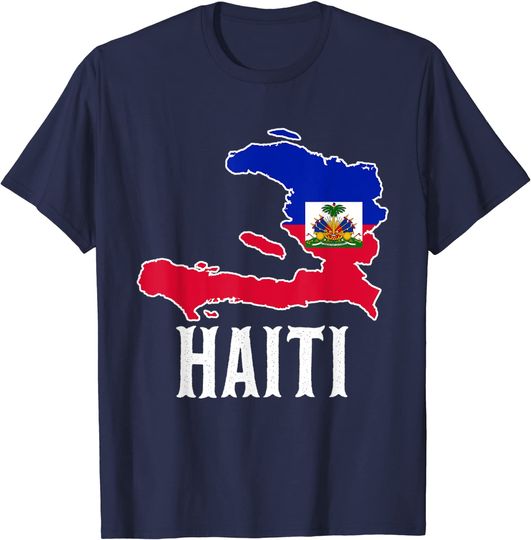 Haiti Haitian Map Roots Emblem Pride Symbol Flag TShirt