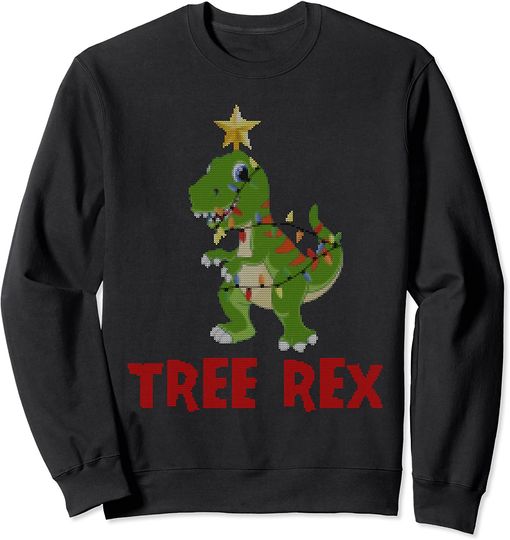 Tree Rex Pyjamas Men Boys Xmas Lights Christmas Dinosaur Sweatshirt