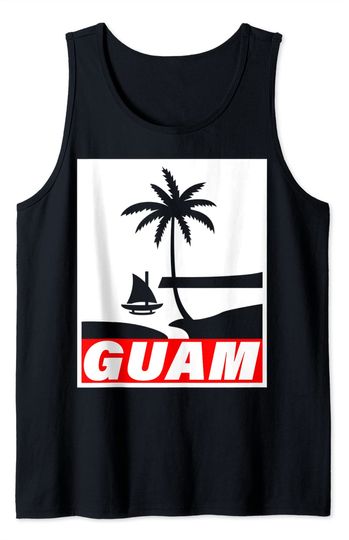 Guam Seal Tank Top Box With Guam in Red Rectangle