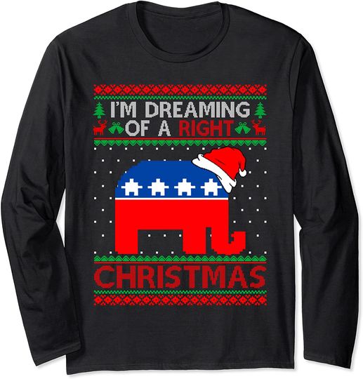 Santa Joe Biden I'm A Dreaming Right Christmas Ugly Sweater Long Sleeve