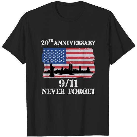Never Forget 9/11 20th Anniversary 2021 Usa Flag T-Shirt