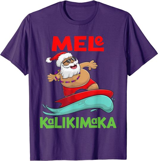 Mele kalikimaka Christmas Men Apparel Santa Claus Surf T-Shirt