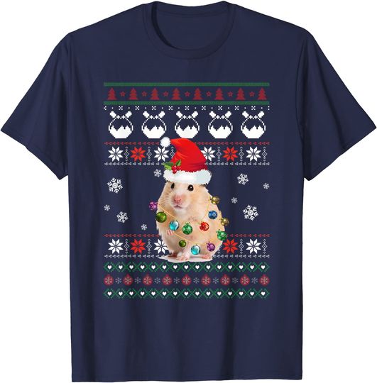 Hamster Ugly Sweater Christmas Light Pajama T-Shirt