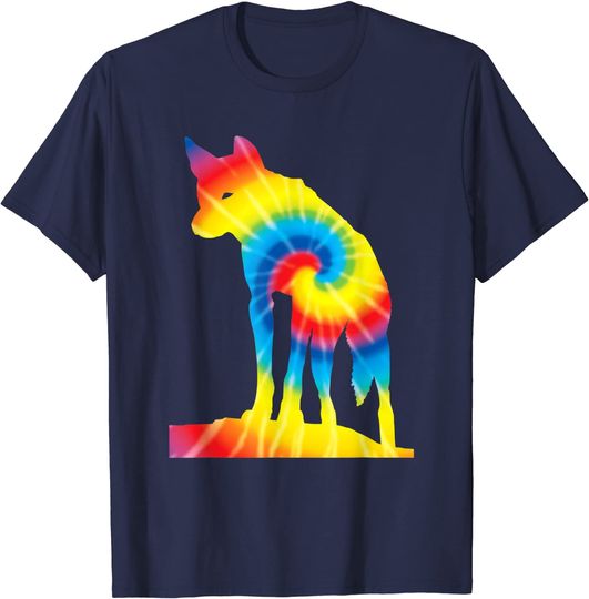 Rainbow Wolf T-shirt Tie Dye Dingo Rainbow Print Dog Pet Puppy Hippie Peace