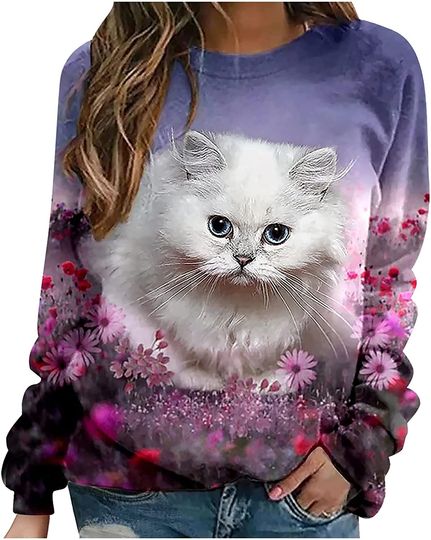 Fashion Casual 3D Animal Print Round Neck Sweater