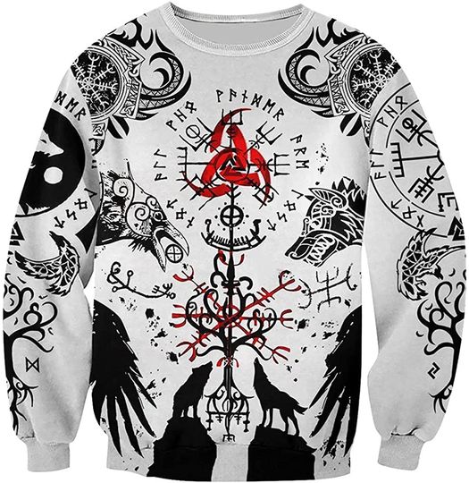 Viking Hoodie, Nordic Mythology Celtic Wolf Compass 3D Printed Sweater