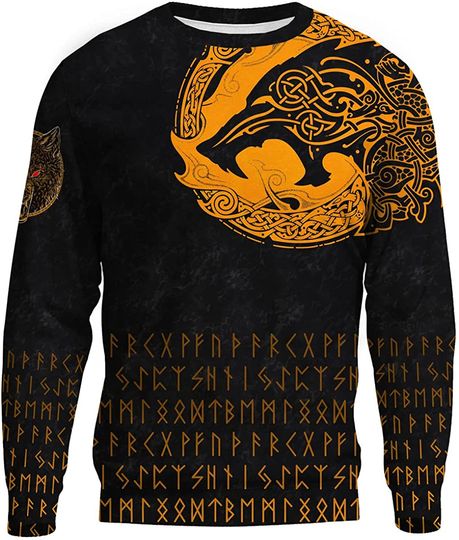 Viking Wolf Tattoo 3d Printed Sweatshirt Women For Men Cosplay Costumes