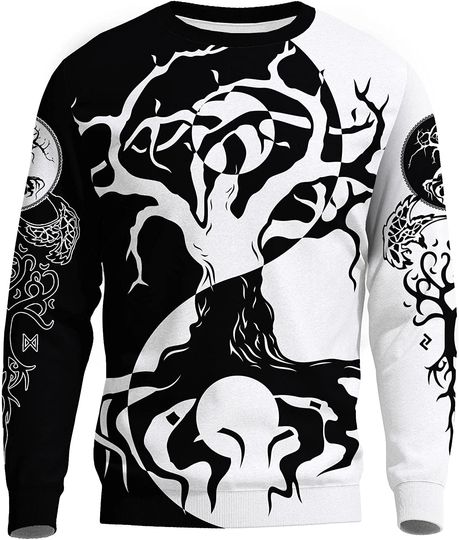 Nordic World Tree Print Hoodie Vikings 3D Printed Sweatshirt