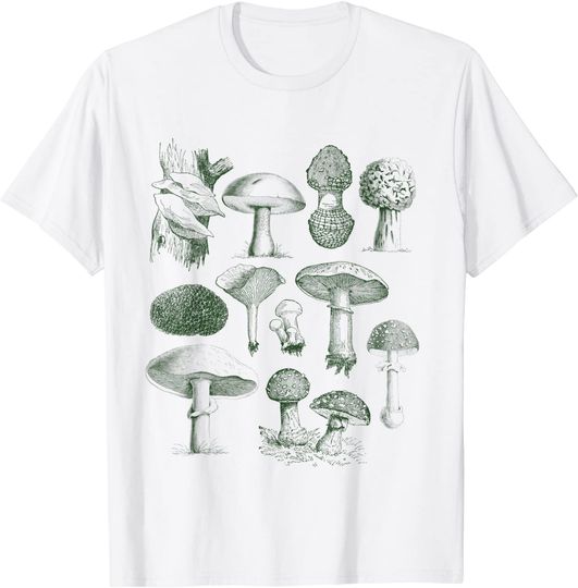 Vintage Mushrooms, edible mushrooms foraging gift, Fungi T-Shirt