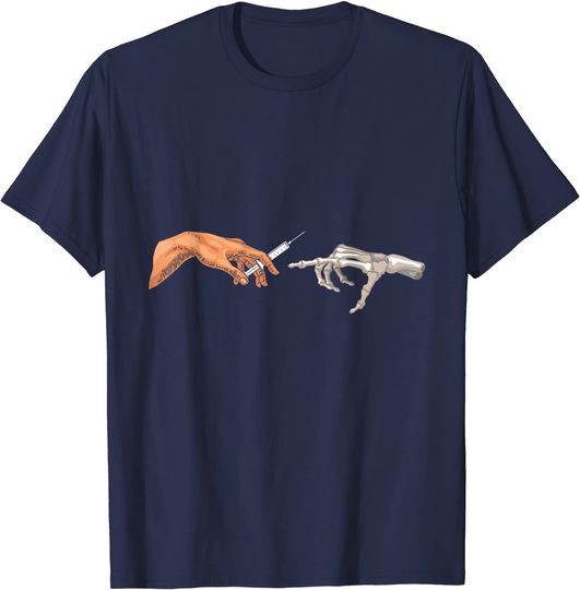 Michelangelo Hand Anti-Vaccine T-Shirt Vax Vaccine Art T-Shirt