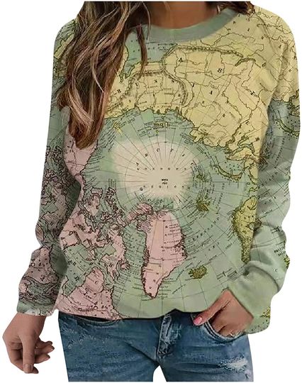 3D World Map Geographic Graphic Autumn Fashion Sweatshirt