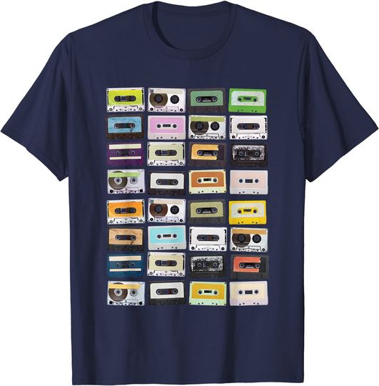 Cassette Tapes Mixtapes 1980s Radio Music Graphic Print T-Shirt