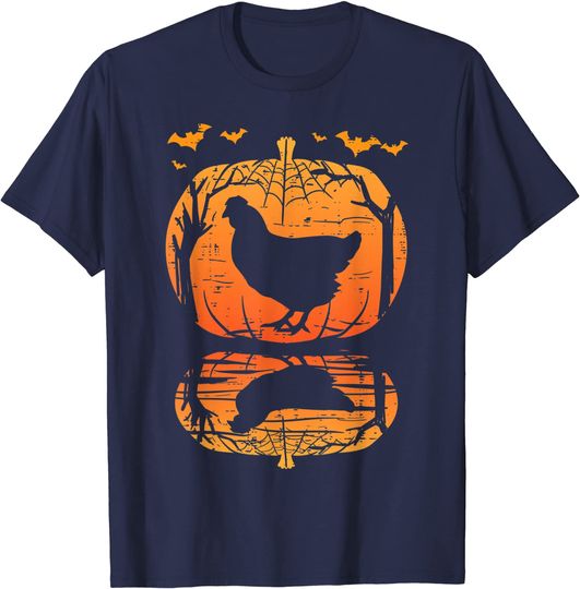 Ghost Silhouette T-Shirt Chicken Silhouette Pumpkin Halloween Farm