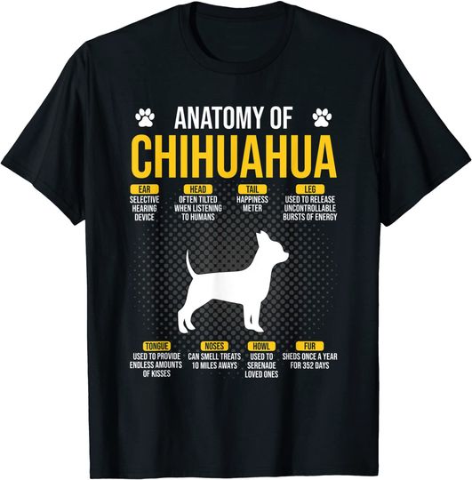Chihuahua Drawing T-Shirt Anatomy Of Chihuahua Dog