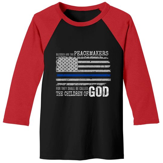 Support Police Thin Blue Line Distressed Flag Bible Verse Baseball Tee