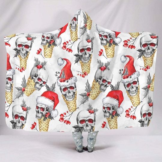 Hooded Blanket Christmas Skull Santa is Not Dead