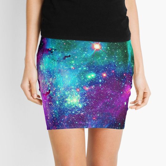 Purple teal nebula  Mini Skirt