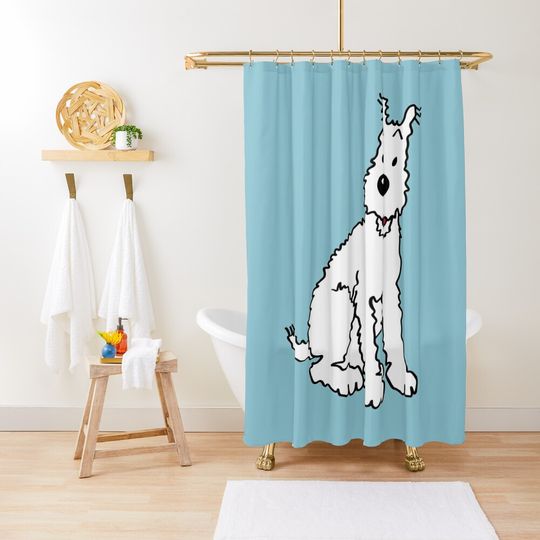 Snowy dog Tin Tin Shower Curtain