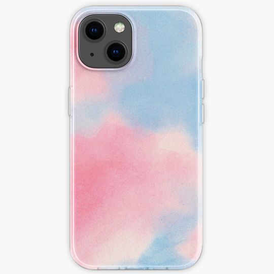 Trans flag color watercolor clouds iPhone Case