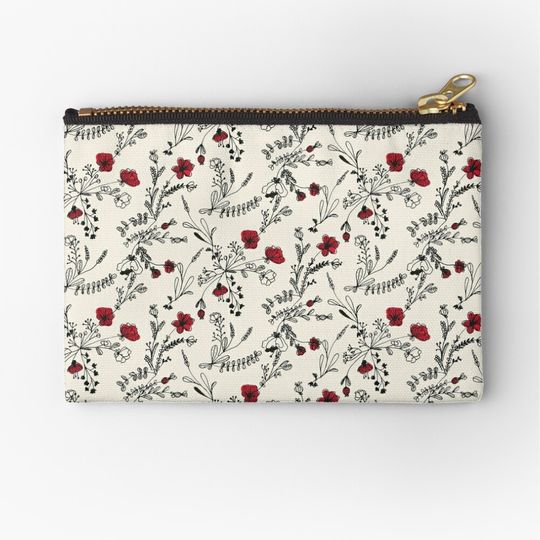 Red Flower Pattern Makeup Bags