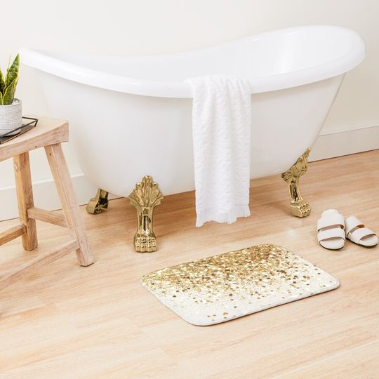 Sparkling Gold Glam #2 (Faux) #shiny #decor #art Bath Mat
