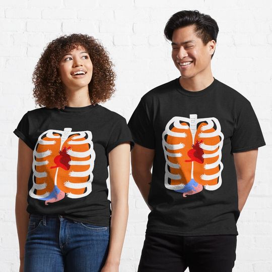 Funny Skeleton Organ Hugging Anatomy Hugger Classic T-Shirt