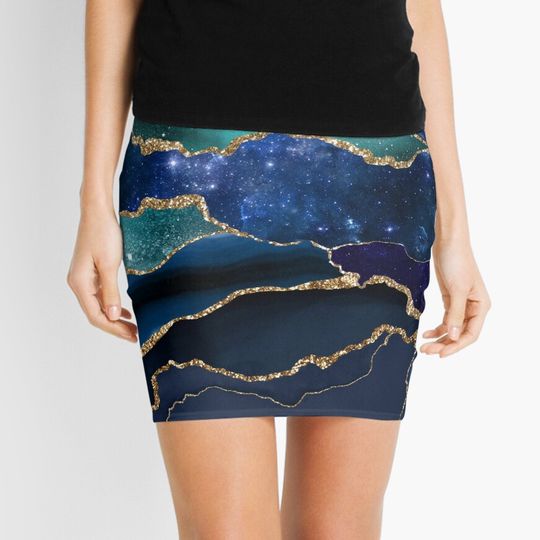 Glamour Milky Way Faux Marble Galaxy I Mini Skirt