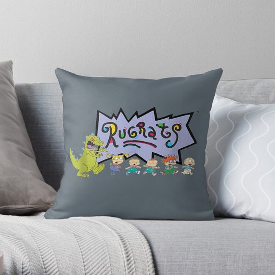 Rugrats Logo Character Line Up Throw Pillow