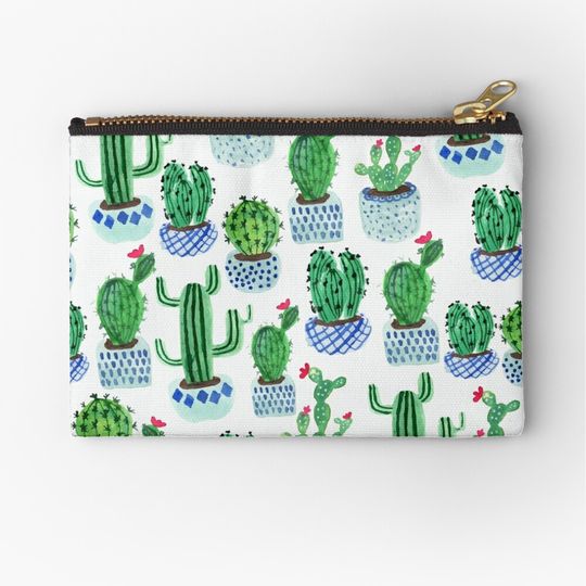 Cactus in watercolor Makeup Bags