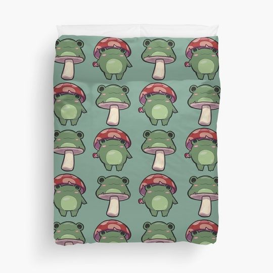 Mushroom Frog Pattern Duvet Cover