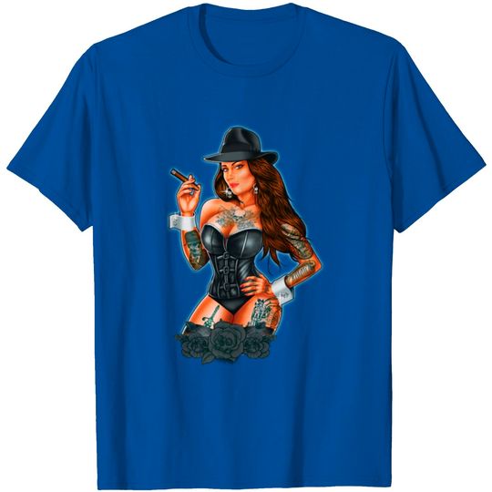 Gangster Chick With Cigar T Shirt